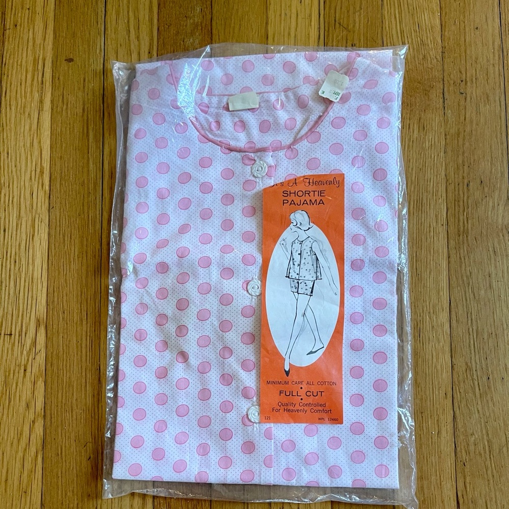 60s Vintage Dead-stock Pink Polka Dot PJ Set - Picture 4 of 10